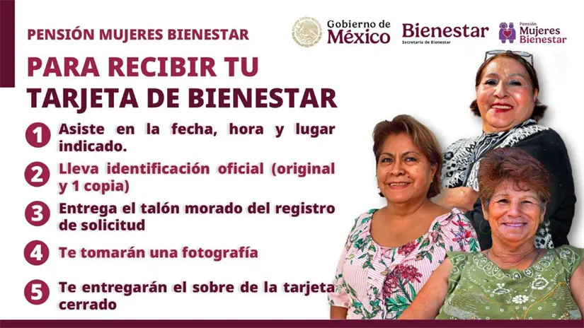 Documentos para recoger la tarjeta de la Pensión de Mujeres Bienestar en Baja California. Foto: Cortesía