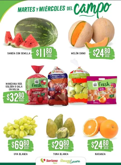 Frutas y verduras del Martes y Miércoles del Campo en Soriana. Foto: cortesía.