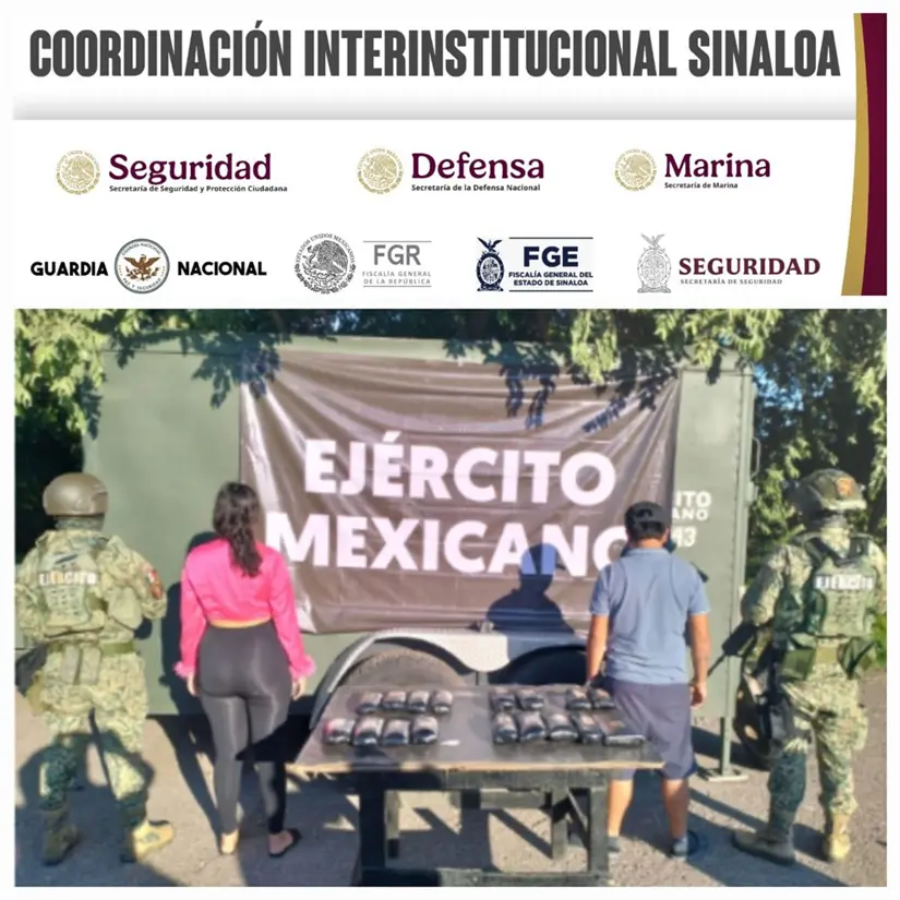 Ejército y Guardia Nacional detienen a dos personas con droga en Ahome