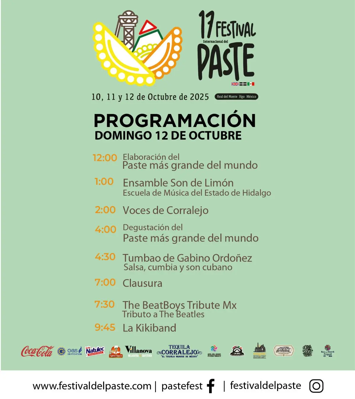 Actividades para el 12 de  octubre del Festival del Paste. Foto: Cortesía