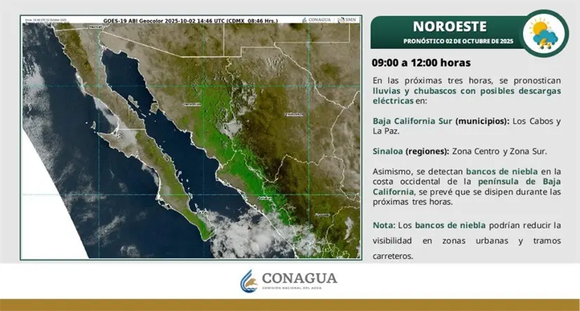 Así estará el clima esta mañana en la región. Imagen: Conagua