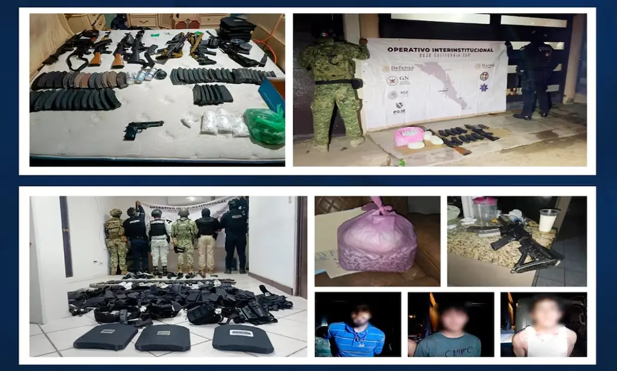 Las autoridades indicaron que lograron la detención en total de cinco personas. Foto: SSP BCS