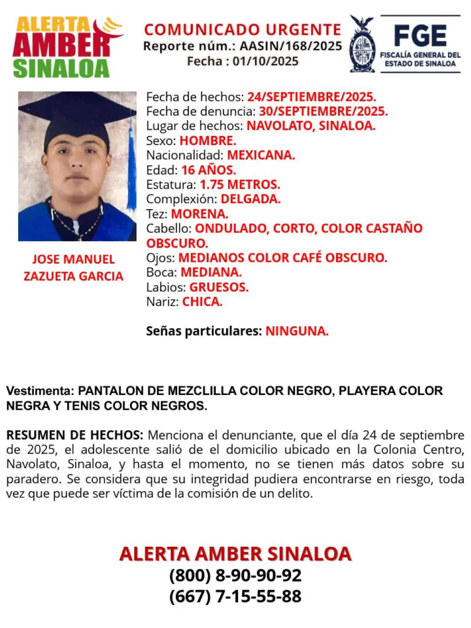  José Manuel Menor desaparecido en Navolato