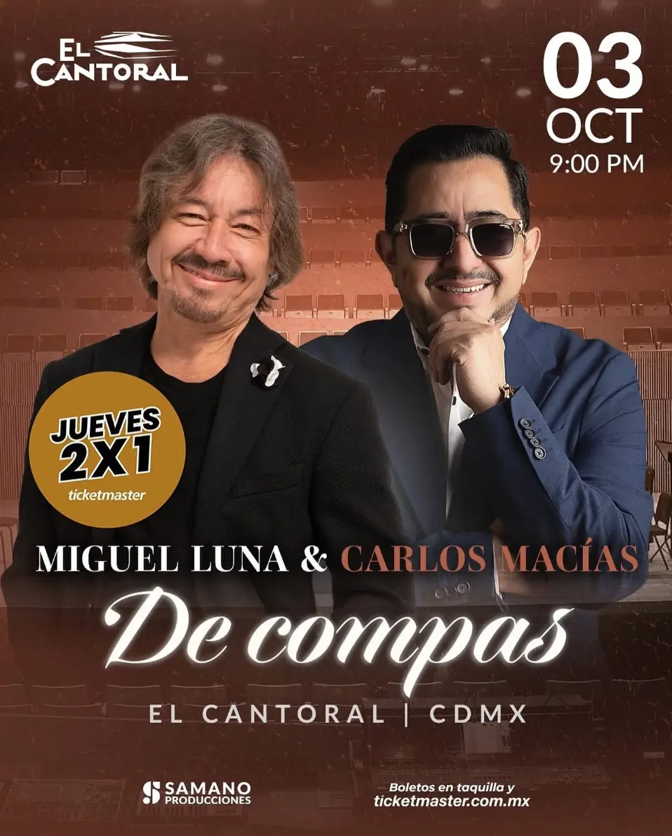 Aprovecha las opciones de conciertos al 2x1 en Ticketmaster. Foto: cortesía.