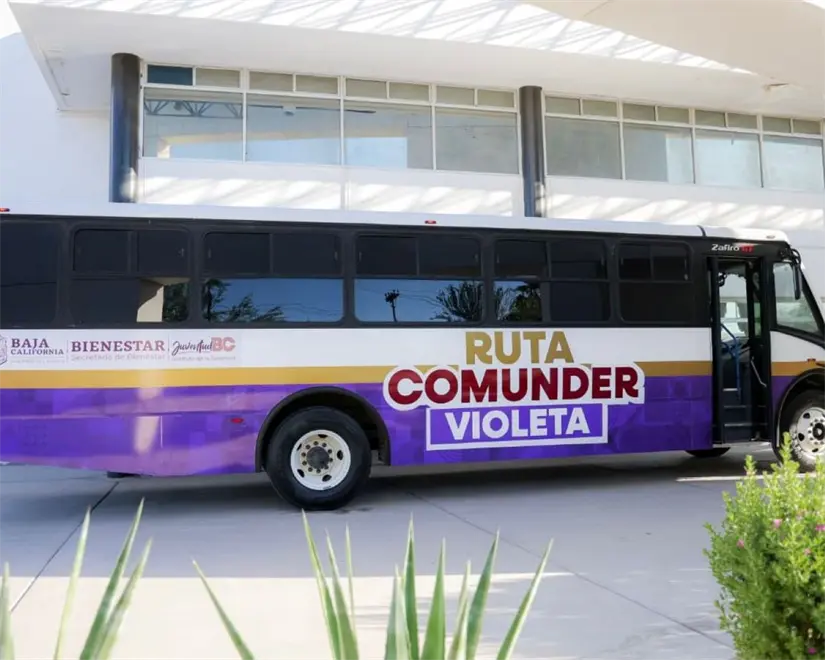 Lanzan el transporte Comunder Violeta en Baja California para mujeres estudiantes. Foto: Cortesía