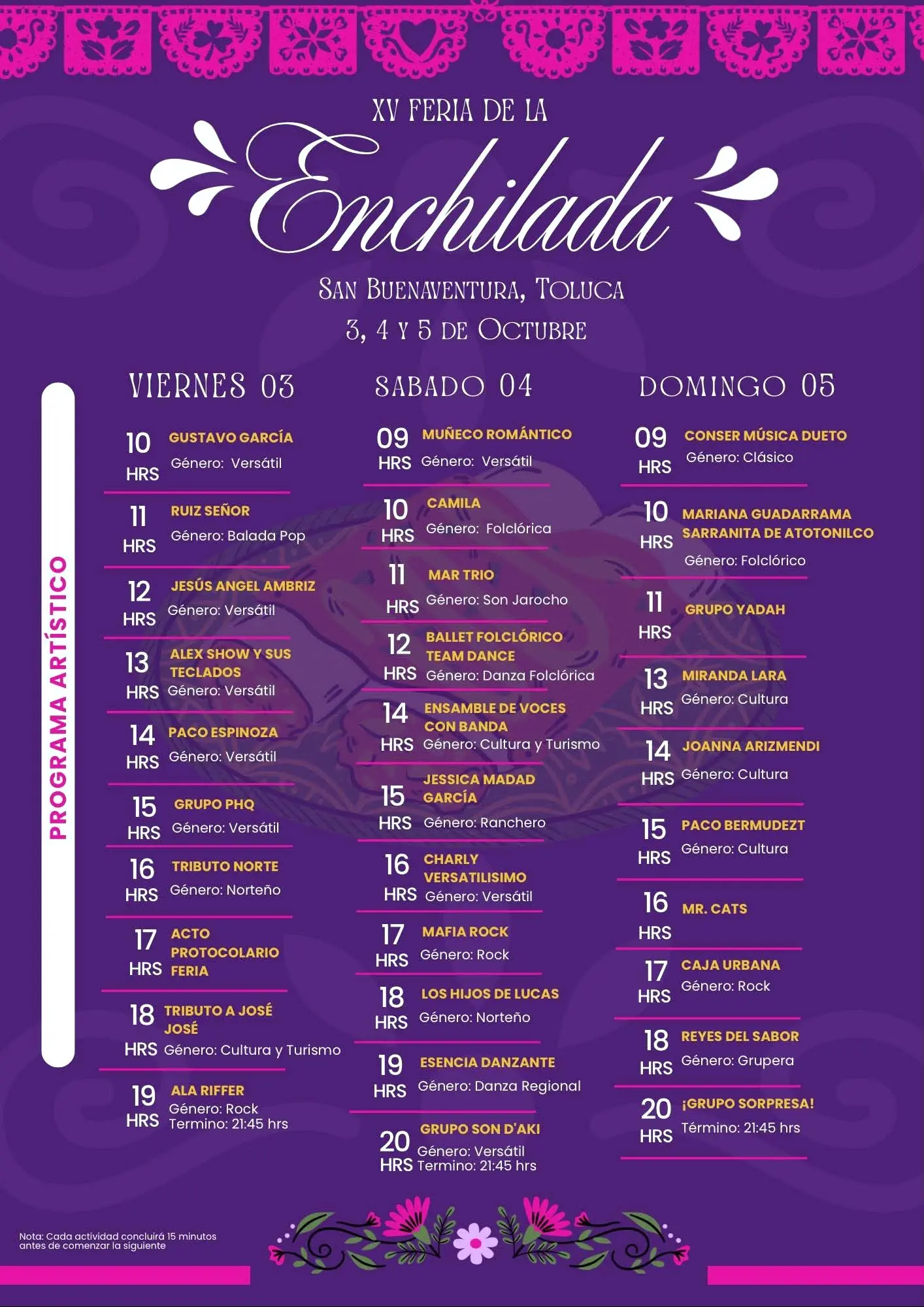 Actividades de la Feria de la Enchilada de Toluca. Foto: Coritesía