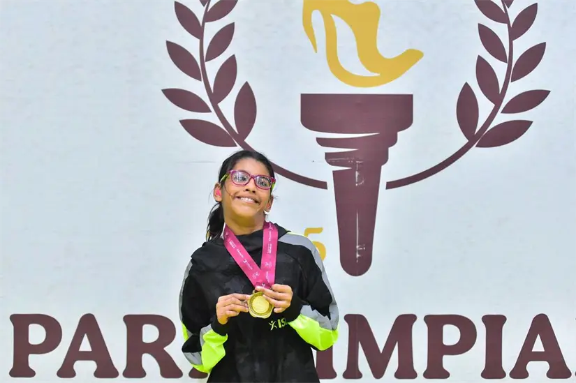 Romina Altamirano Llamas, oro nacional en 100 m planos T36 juvenil menor, desbordó velocidad y pasión en la pista. Foto: ISDE