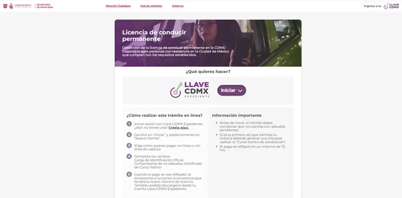 Realiza tu trámite en línea en el Portal Licencia de Conducir Permanente y el portal Llave MX. Foto: Cortesía. 