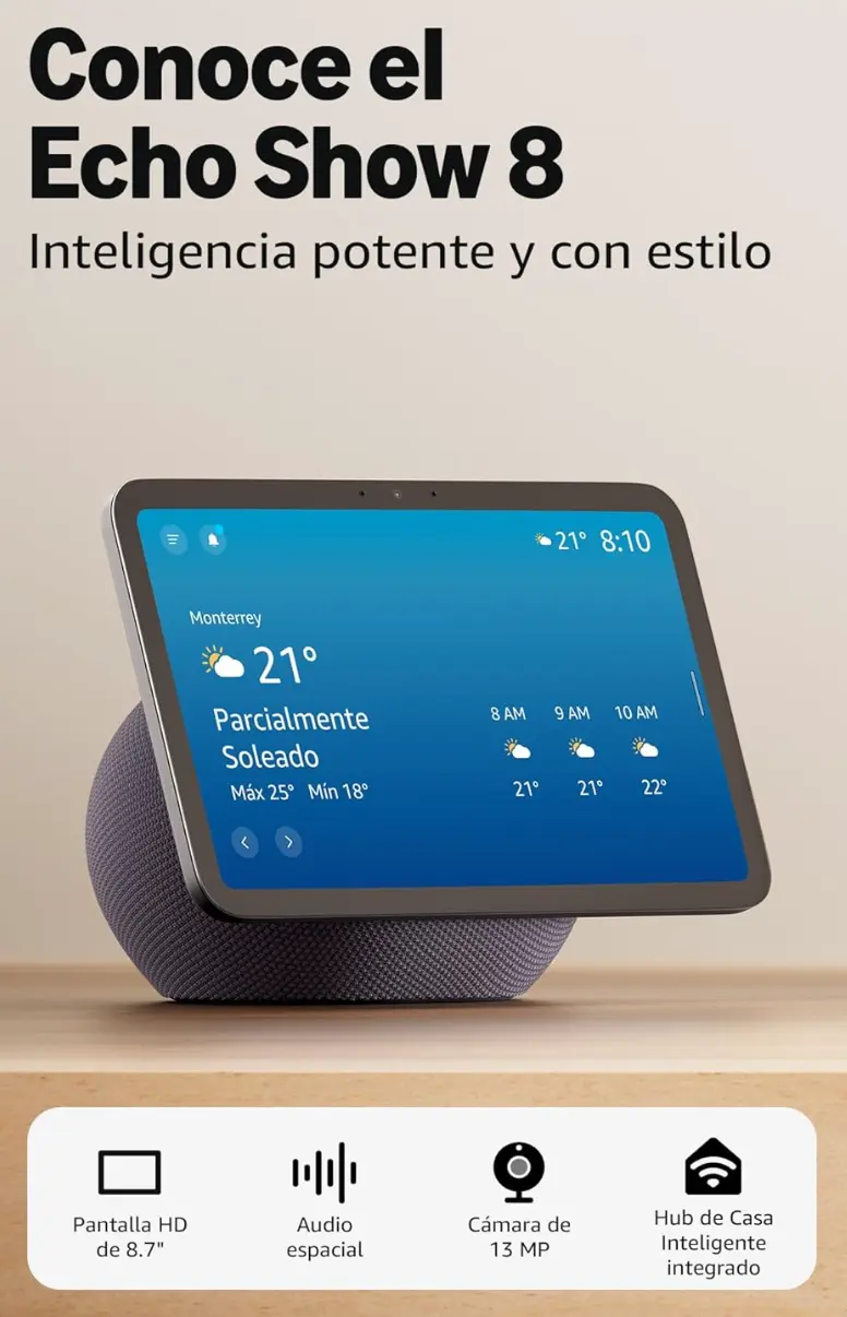 Echo Show 8, nuevo modelo de Alexa. Foto: cortesía.