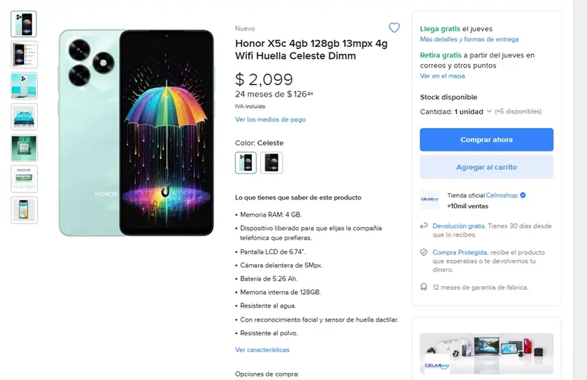 Lo encuentras por menos de 2 mil 100 pesos en Mercado Libre. Imagen: mercadolibre.com.mx