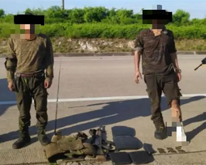 Ejército Mexicano frustra huida de civiles armados en Escuinapa, les aseguran arma y equipo táctico