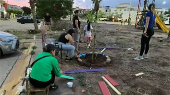 Vecinos de Portafe se unen para arborizar y cuidar su parque al norte de Culiacán