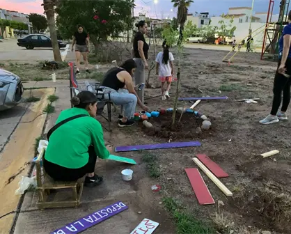 Vecinos de Portafe se unen para arborizar y cuidar su parque al norte de Culiacán