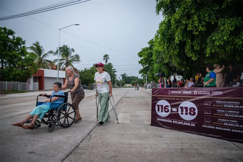 Detrás de cada metro pavimentado en las calles de la colonia Emiliano hay una historia de esfuerzo vecinal. Foto: Ayuntamiento de Culiacán 