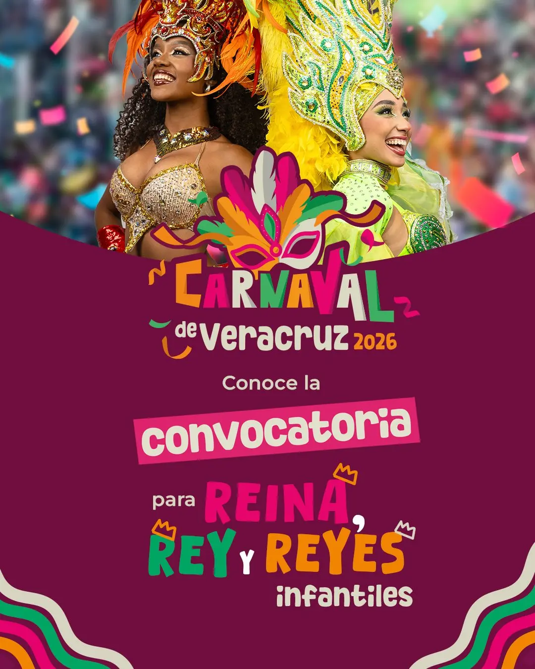 Consulta los requisitos para ser parte de la Corte Real del Carnaval de Veracruz 2026. Foto: Cortesía.