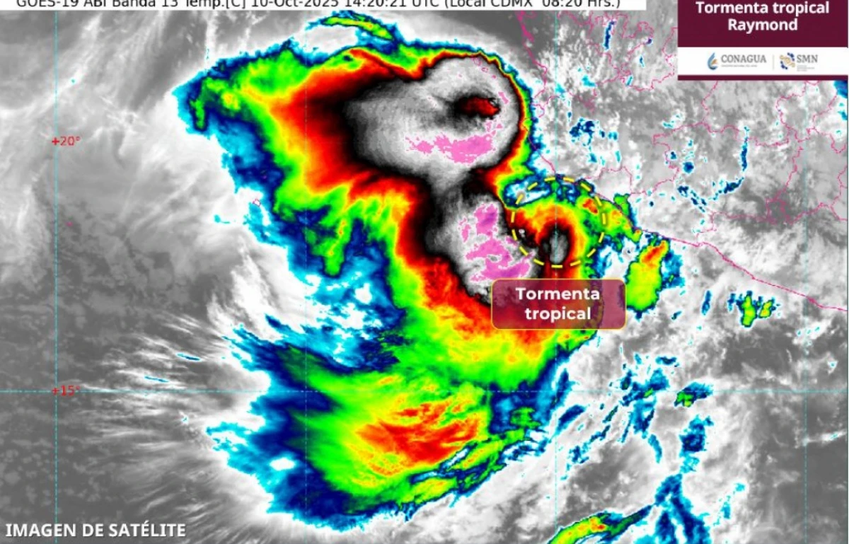La tormenta Raymond se encuentra cerca de las costas mexicanas. Imagen: Conagua