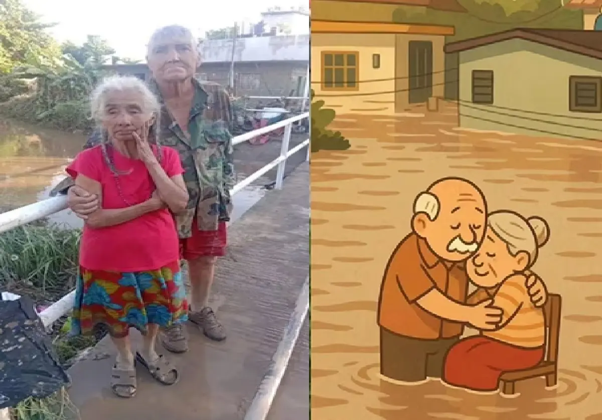 Abrazados en el agua: una imagen que representa amor y fe en tiempos difíciles.