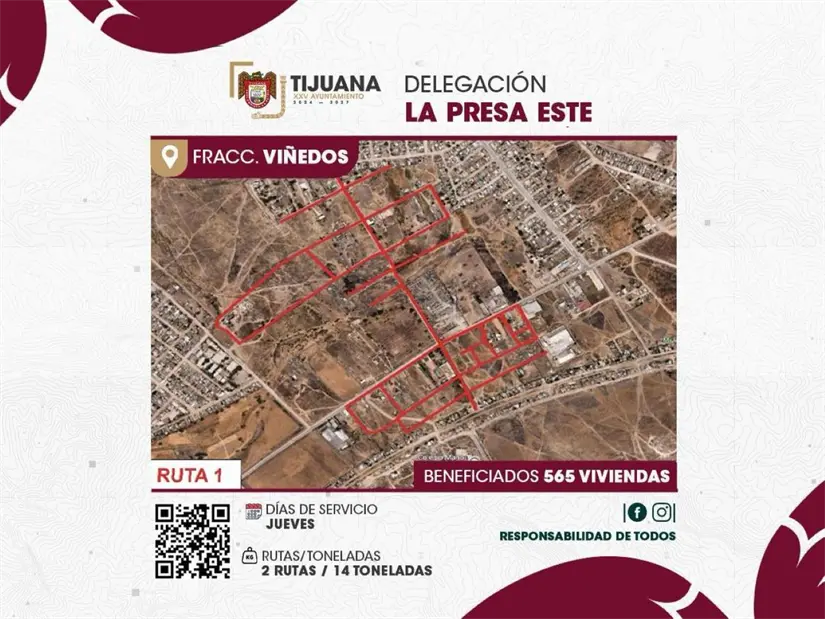 Colonias beneficiadas con la recolección de basura en Tijuana. Foto: Cortesía