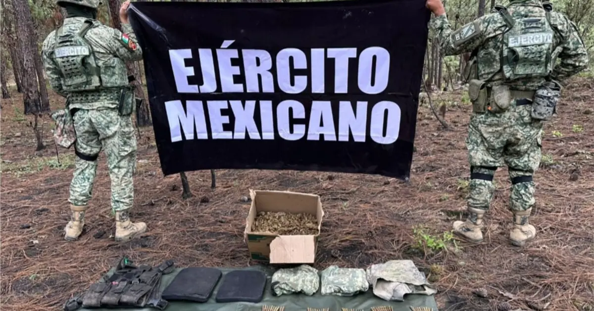 Aseguran cargadores, cartuchos y presunta marihuana durante operativo en Concordia, Sinaloa