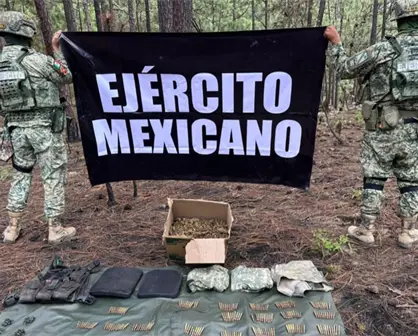 Aseguran cargadores, cartuchos y presunta marihuana durante operativo en Concordia, Sinaloa