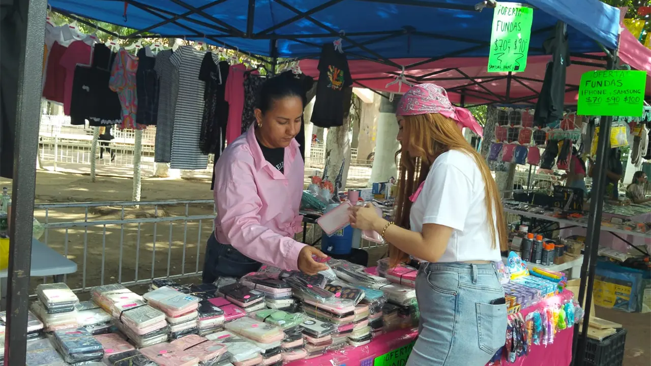 El Bazar Rosa en la Plazuela Vicente Guerrero de Navolato, busca unir el emprendimiento con la salud.