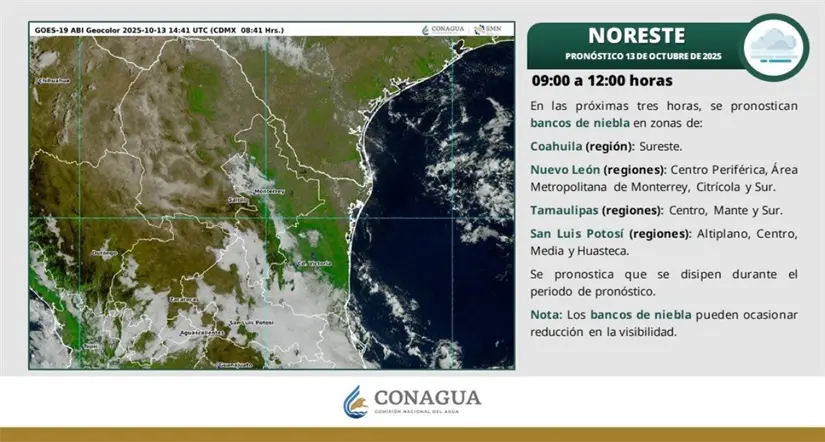 La región espera lluvias y chubascos en las próximas horas. Imagen: Conagua
