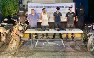 Operativo en Navolato: detienen a cuatro hombres armados y aseguran motocicletas