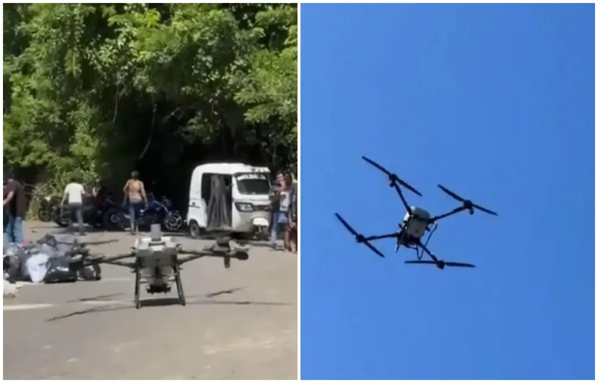 El dron sirvió para trasladar ayuda tras el colapso de un puente.