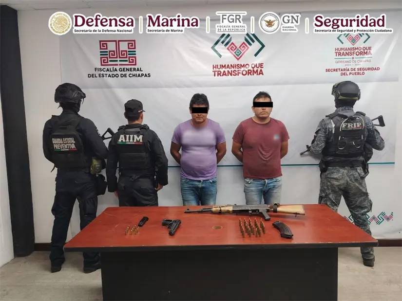 Operativo conjunto en Chiapas deja tres detenidos vinculados con disturbios y quema de autos