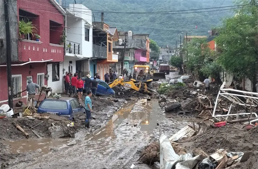Afectaciones graves en Huehuetla después de las lluvias. Foto: X