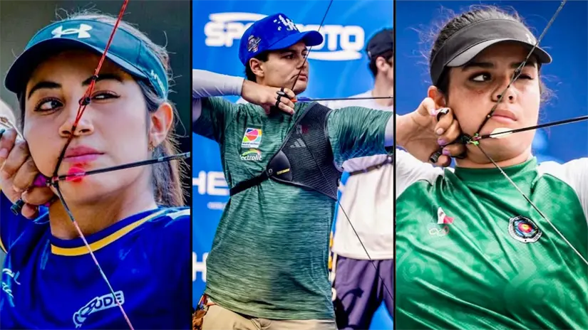 Los arqueros mexicanos Mariana Bernal, Matías Grande y Andrea Becerra son los representantes. Foto: Especial