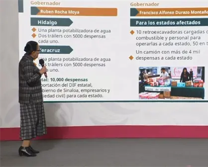 Env&iacute;a Rocha Moya 2 plantas potabilizadoras y 20 mil despensas para damnificados en Hidalgo y Veracruz