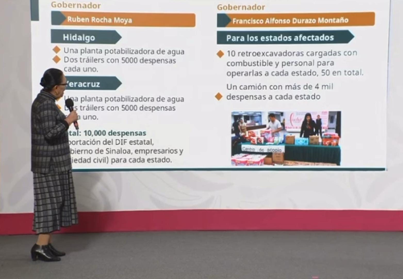 Envía Rocha Moya 2 plantas potabilizadoras y 20 mil despensas para damnificados en Hidalgo y Veracruz