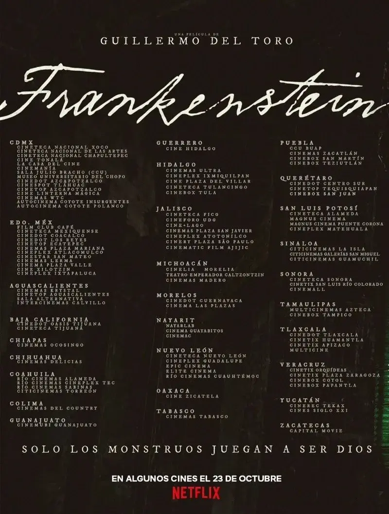 Lista de cines seleccionados. Foto: Netflix