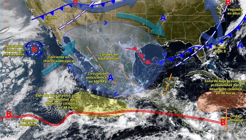 Continúan las condiciones para lluvias en varias regiones del país esta semana. Imagen: Conagua