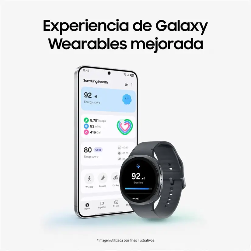 Samsung Galaxy Watch8 incluye pantalla Super AMOLED de 1,34 o1,47 pulgadas. Foto: Cortesía