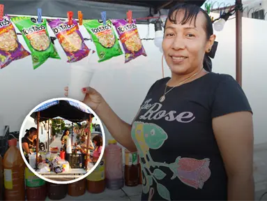 Rosa Elena conquista paladares en la Renato Vega Amador en Culiacán con sus sabrosos esquites y elotes