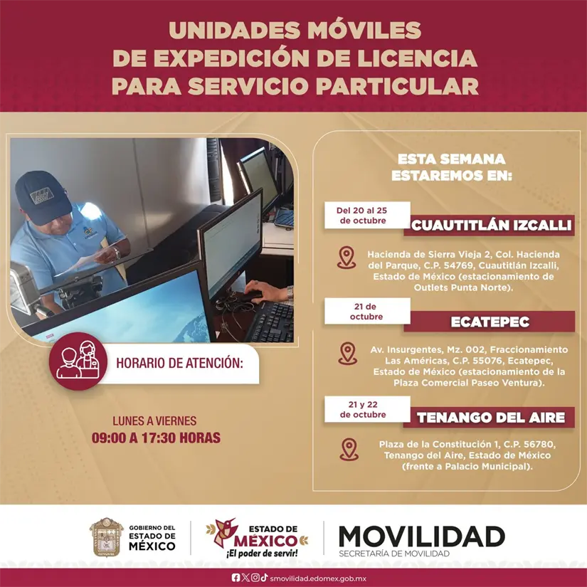 Ubicación de la Unidad Móvil en Edomex el día 22 de octubre. Foto: Cortesía.