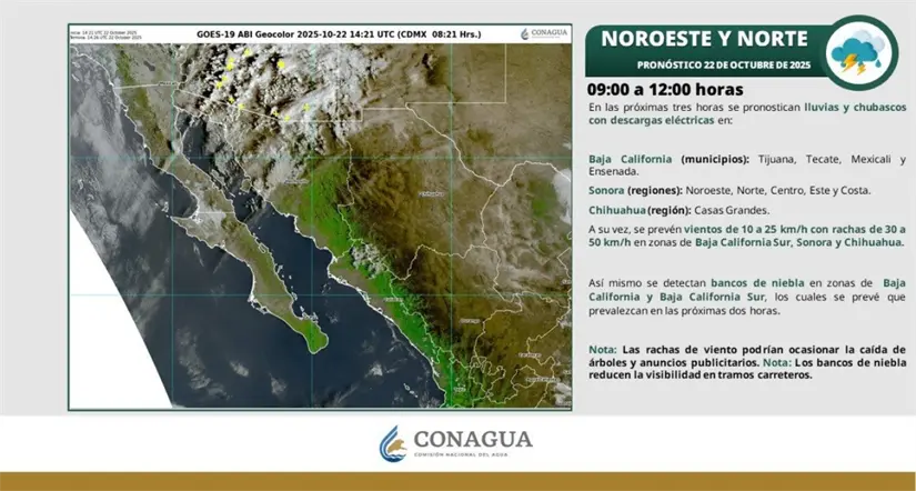 Clima en el noroeste del país esta mañana. Imagen: Conagua