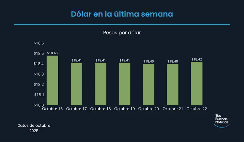 Precio del dólar en la última semana de acuerdo al DOF. Foto: TBN