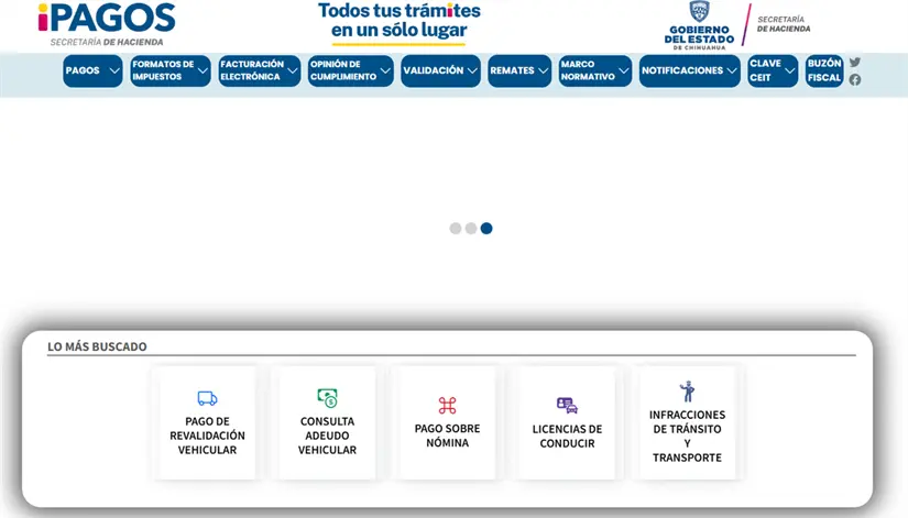 Consulta tu adeudo vehicular, en el portal web de iPagos del Gobierno del Estado de Chihuahua. Foto: Cortesía.