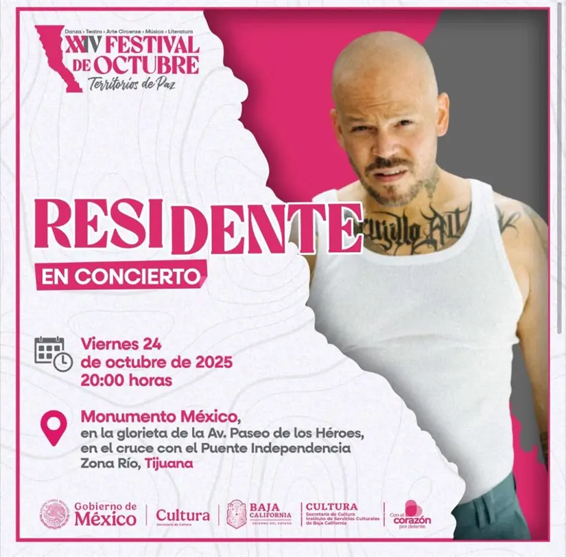 Hora y lugar del concierto de Residente en Tijuana. Foto: Cortesía