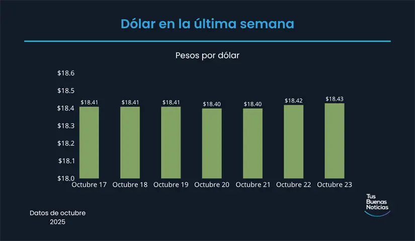Precio del dólar en la última semana de acuerdo al DOF. Foto: TBN