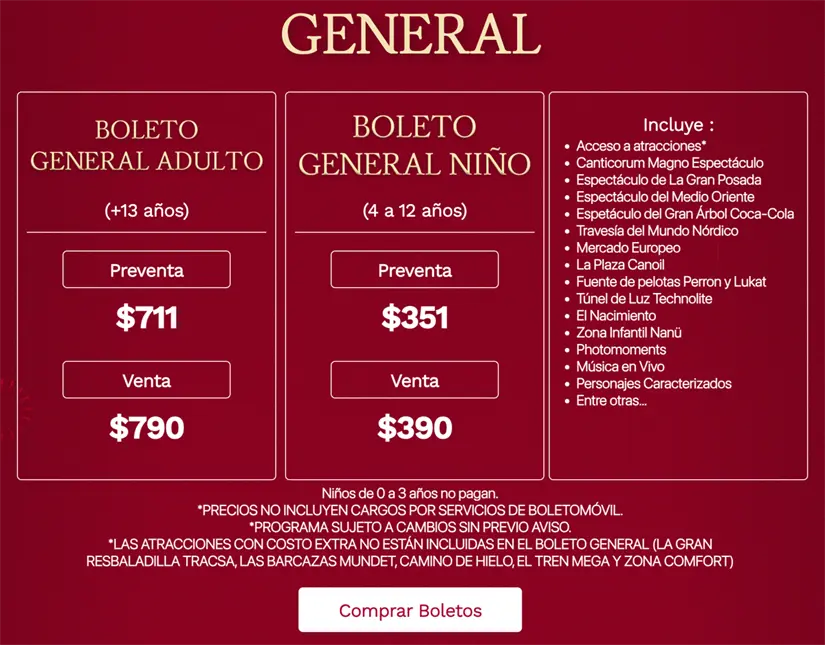 Esto incluye el boleto general para Navidalia 2025. Foto: captura de pantalla.