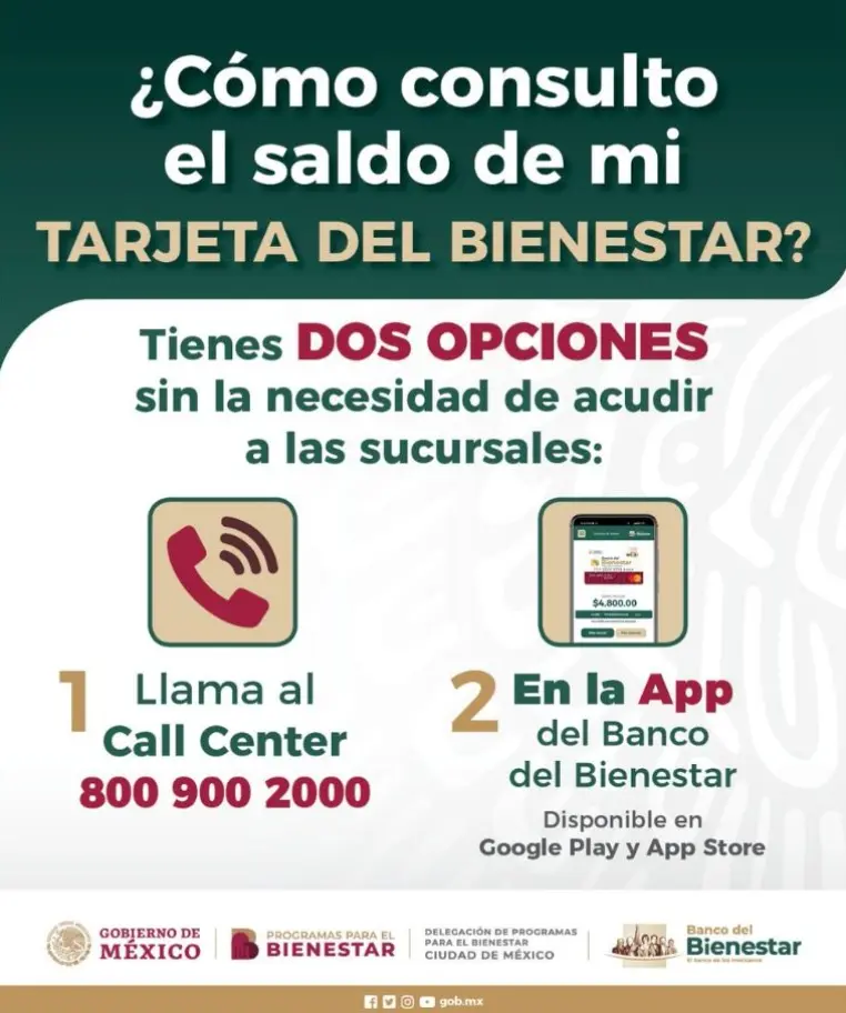 Opciones para consultar el saldo de tu Tarjeta Bienestar. Foto: cortesía.