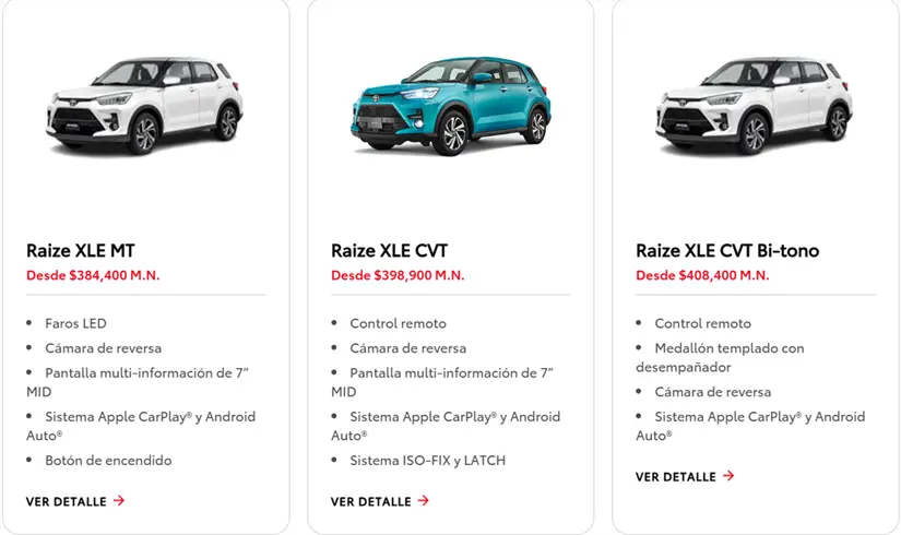 Conoce los precios por modelo de la Toyota Raize. Foto: Cortesía.