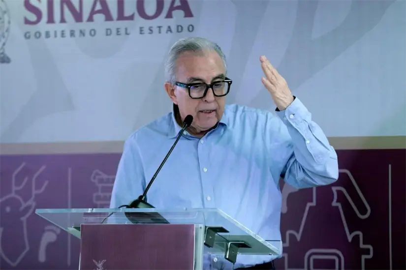 El gobernador Rubén Rocha Moya durante su conferencia semanera, donde habló sobre la situación de los productores agrícolas de Sinaloa.