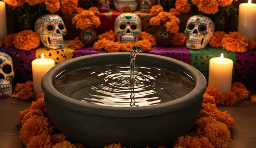 El agua en ofrendas se remonta hasta la época prehispánica. Foto: cortesía.