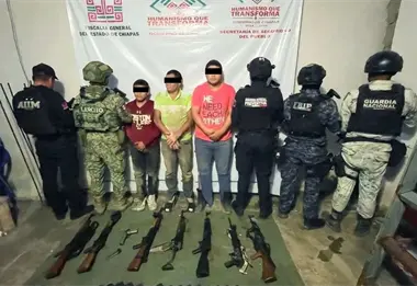 Detienen a 5 con arsenal y presunta conexión al Cártel de Sinaloa en Chiapas