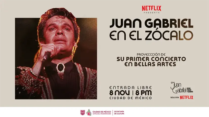No te pierdas la proyección del primero concierto de Juan Gabriel en el Palacio de Bellas Artes. Foto: cortesía.